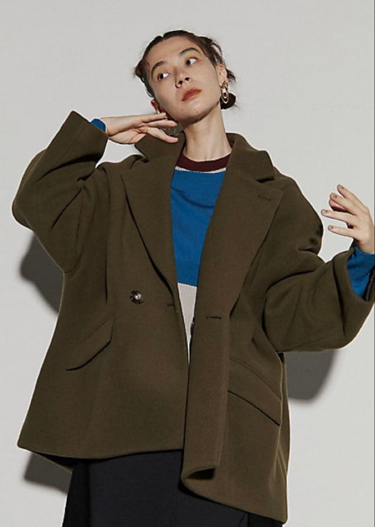 ●美品●UN3D.アンスリード ドルマンミドルウールコート⭐︎カーキ