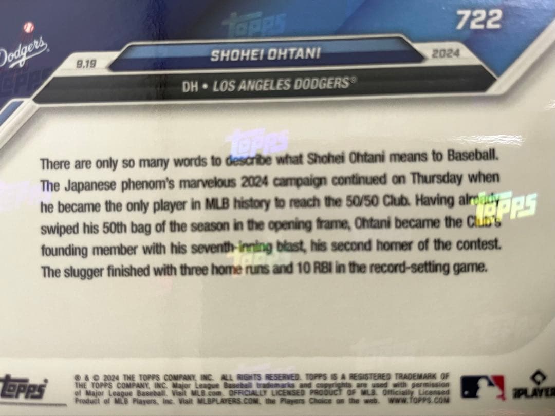 大谷翔平　直筆サインボール toppsカード＆フォトセット ドジャース