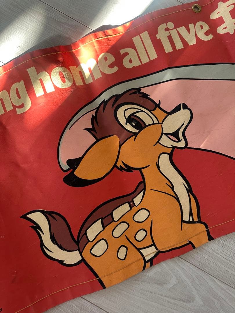 1985年ディズニー垂れ幕？ヴィンテージ アンティーク　バンビ　ダンボ　レア