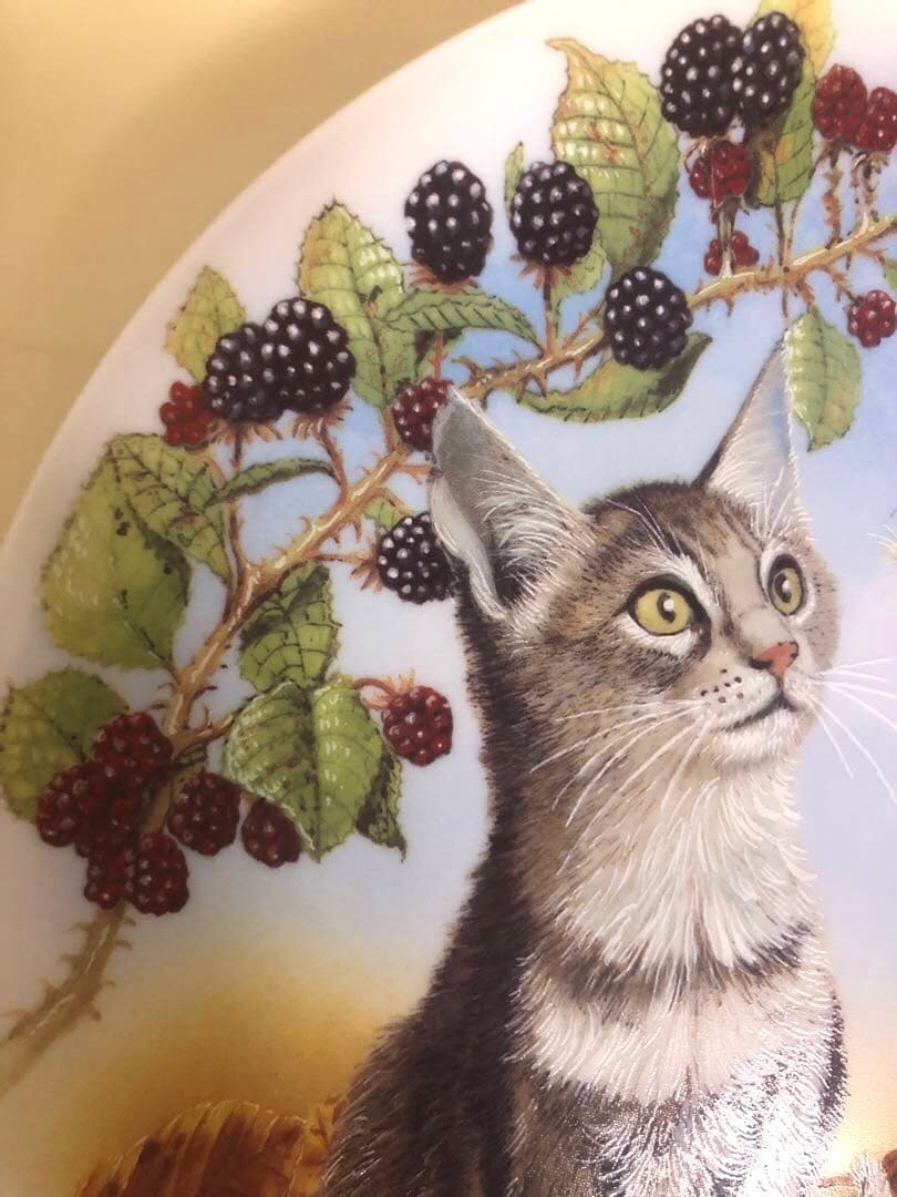 【リモージュ】☆Limoges☆猫とリスの陶器製飾り皿・プレート