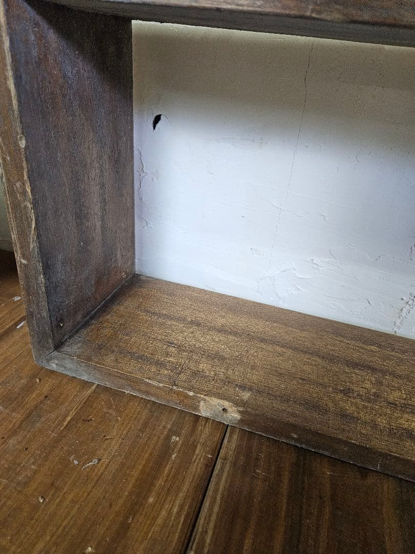 日本のアンティーク 古い木製のオープンラック ウォールシェルフ 飾り棚