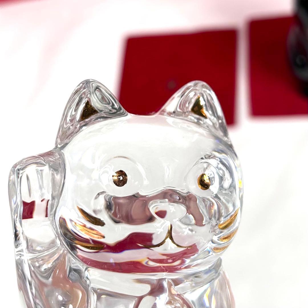 【箱付き】Baccarat バカラ 招き猫 クリア ブルー ペア Sサイズ