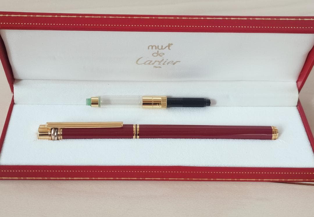 希少 Cartier カルティエ 万年筆 18K 750トリニティ ボルドー