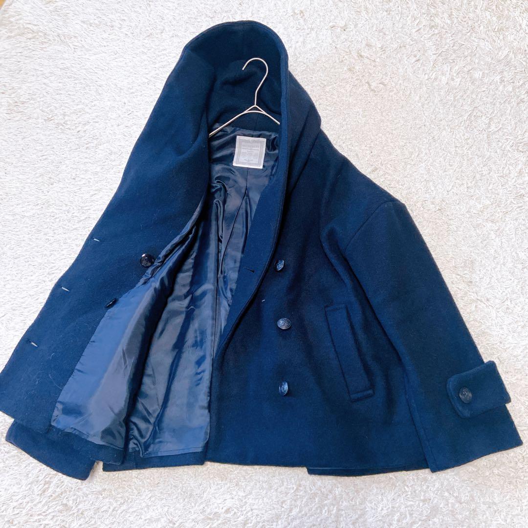 ビアズリー　フーデットウールピーコート ネイビー　フリーサイズ