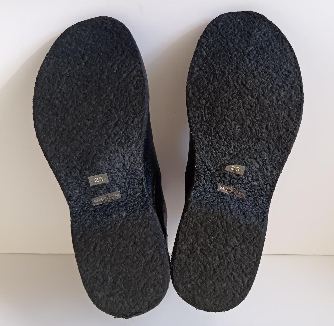 Saya 本革 ブラック 黒 ラボキゴシ フラット サイドゴアブーツ 23cm