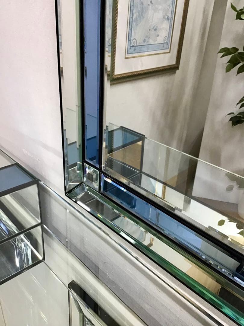 管987☆ベルギー製☆DEKNUDT☆デクヌートミラー☆ガラスコンソールテーブル