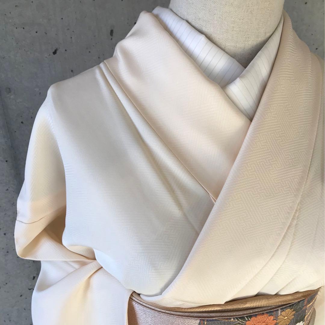 【単衣】正絹　訪問着　雲取りに花柄　金箔　居敷当て無し　小さめサイズ