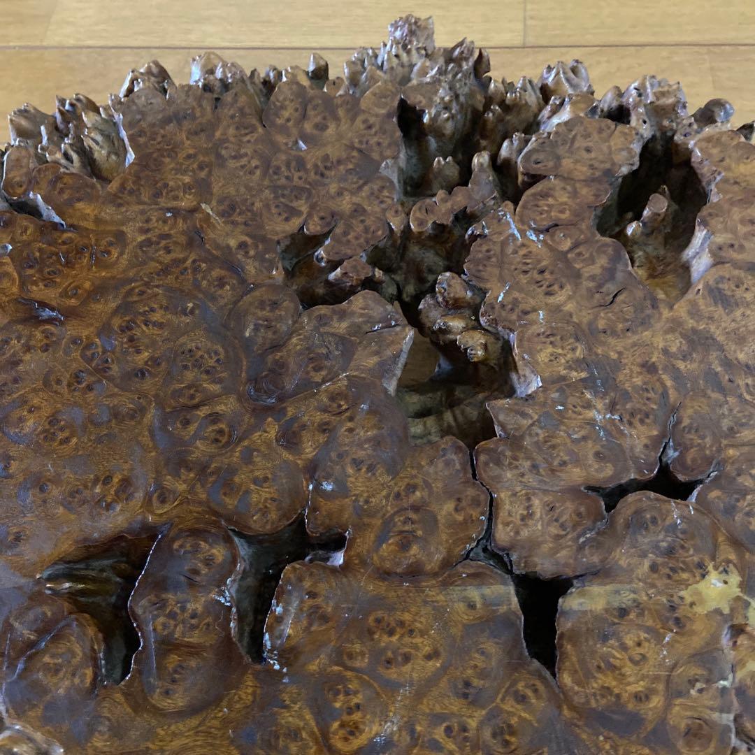 【天然木】一枚板天然木製　玉杢　飾り台　花台　アンティーク　レトロ　脚付