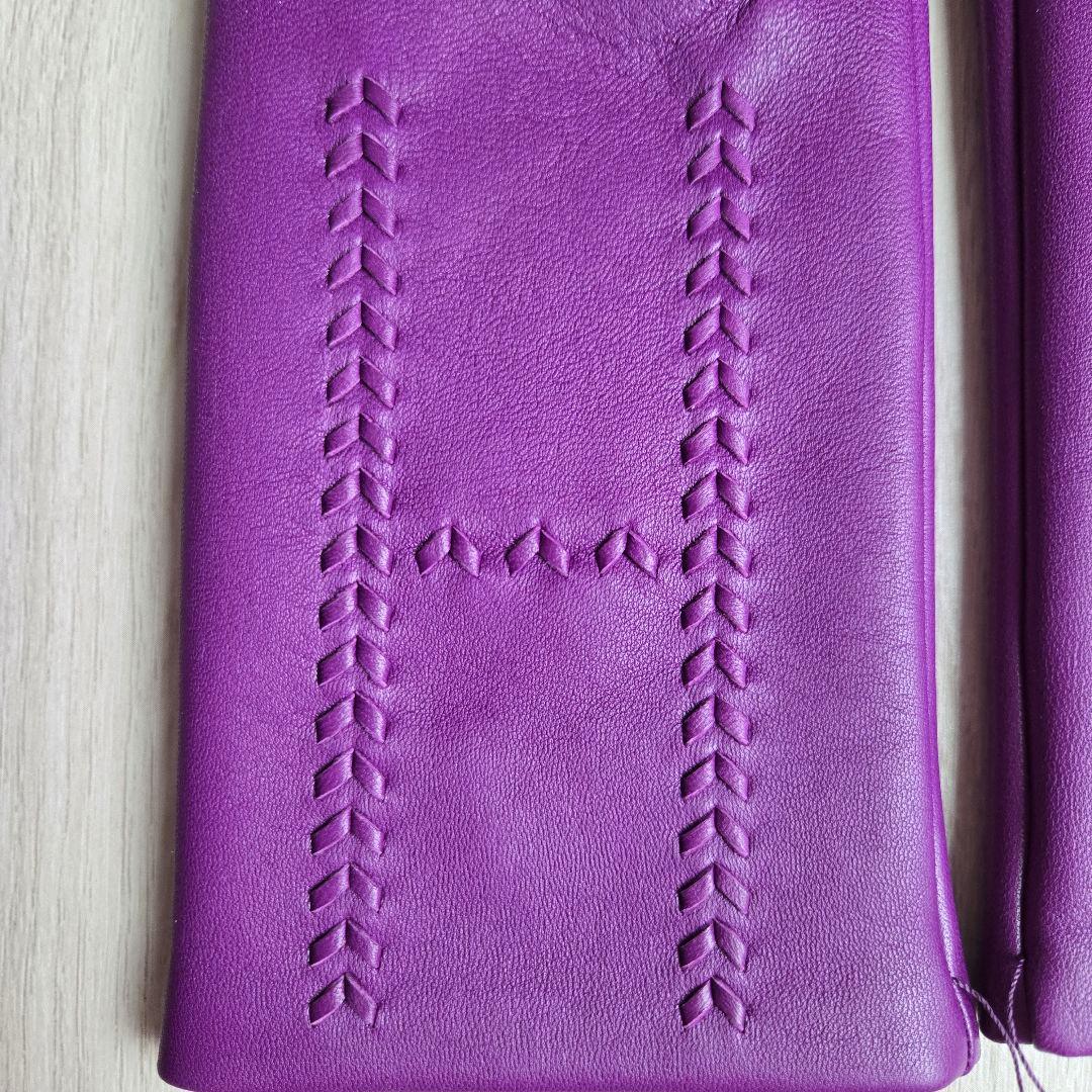 タグ付き未使用✨エルメス 手袋 パーソナルオーダーグローブ アネモネ ラムスキン