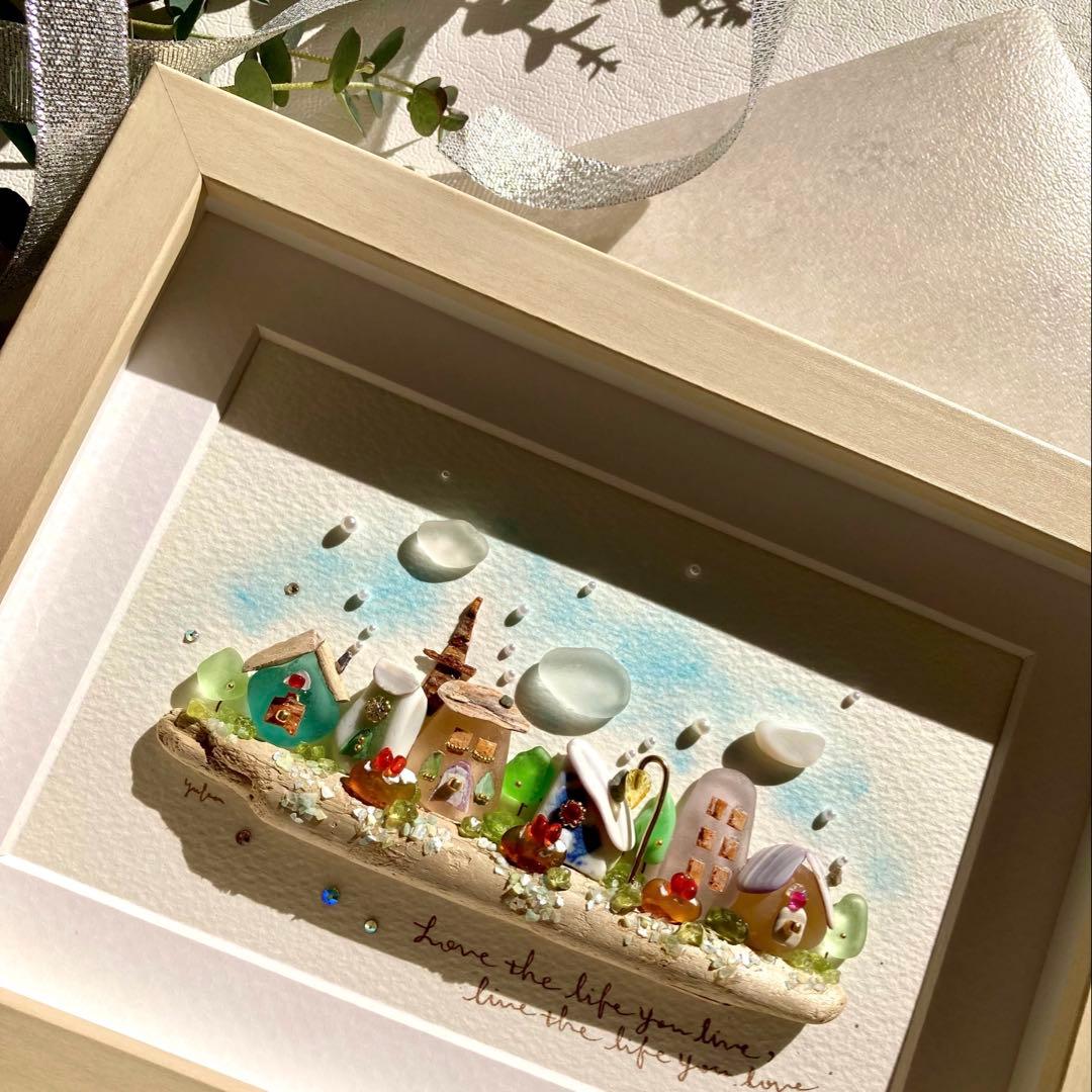 misa　オーダー受付　シーグラス／天然石／フレームアート／手描き