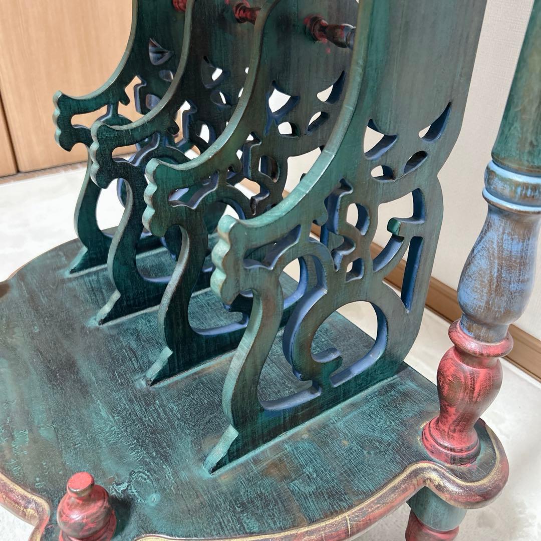 希少 英国 19世紀 彩飾ラック付 サイドテーブル 彫刻 19世紀〜1950s