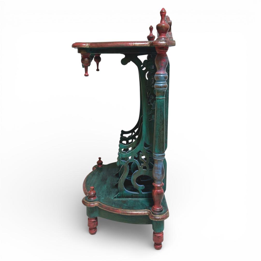 希少 英国 19世紀 彩飾ラック付 サイドテーブル 彫刻 19世紀〜1950s