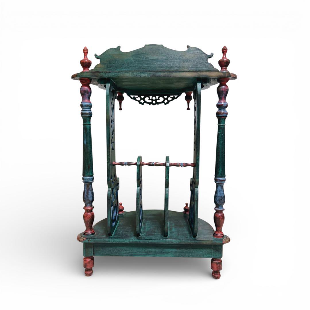 希少 英国 19世紀 彩飾ラック付 サイドテーブル 彫刻 19世紀〜1950s