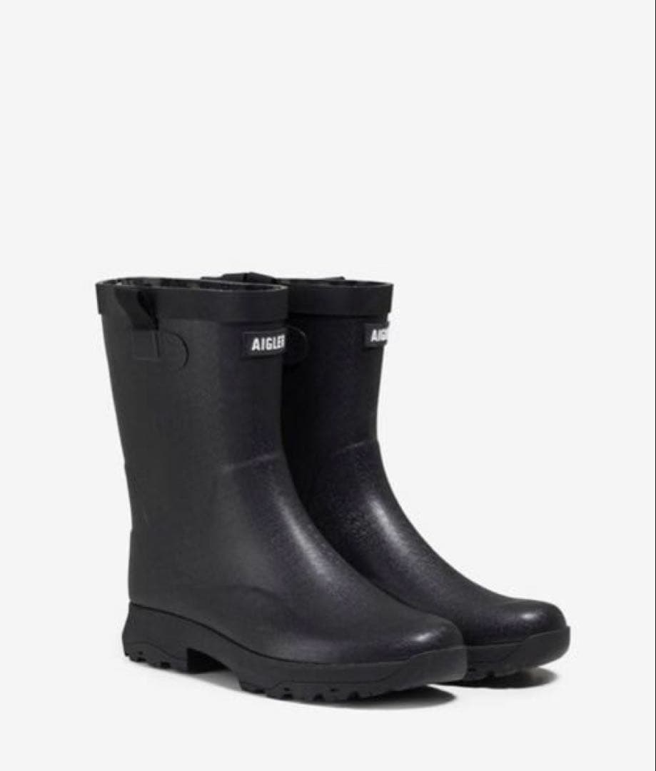 AIGLE ブラック 防水 アリアラバーハンティングブーツ/レインブーツ/ 38