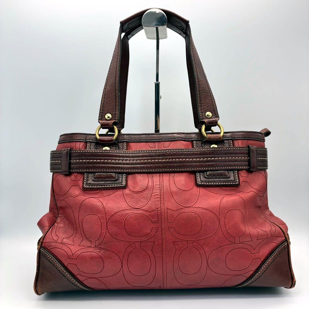 COACH コーチ ハンドバッグ シグネチャー レザー タッセル ゴールド金具