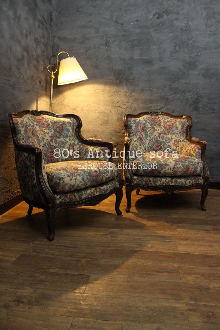 首都圏送無料〜80's アンティーク 花柄　ソファ　2台目　エスハウスインテリア