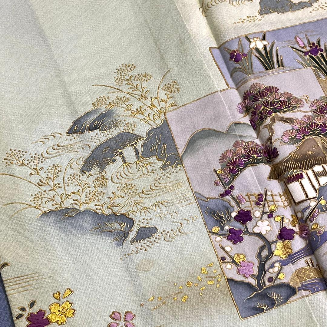 訪問着4点セット　正絹　たたき　相良刺繍　京友禅