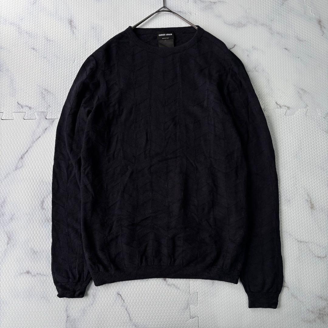 大人気✨GIORGIOARMANI ジョルジオアルマーニ 黒タグ長袖 濃紺