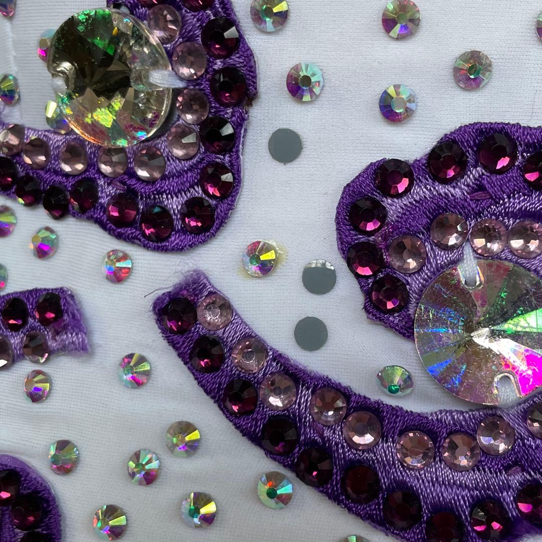 社交ダンス　ラテンダンス　ドレス衣装　レース　白　紫　S1121