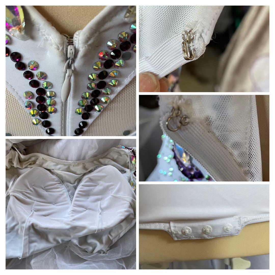 社交ダンス　ラテンダンス　ドレス衣装　レース　白　紫　S1121