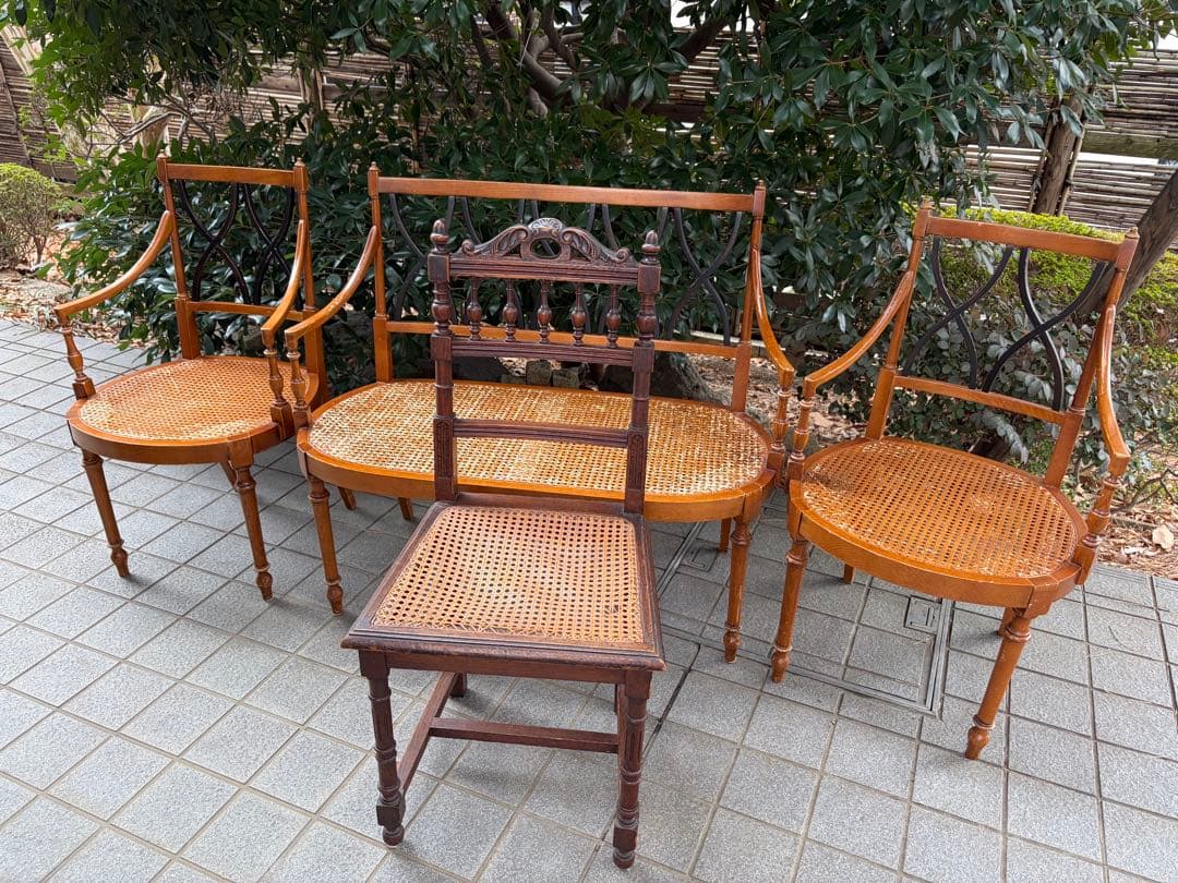 フランスアンティークチェア インテリア 木製椅子 ランタン編み 店舗什器 アンリ