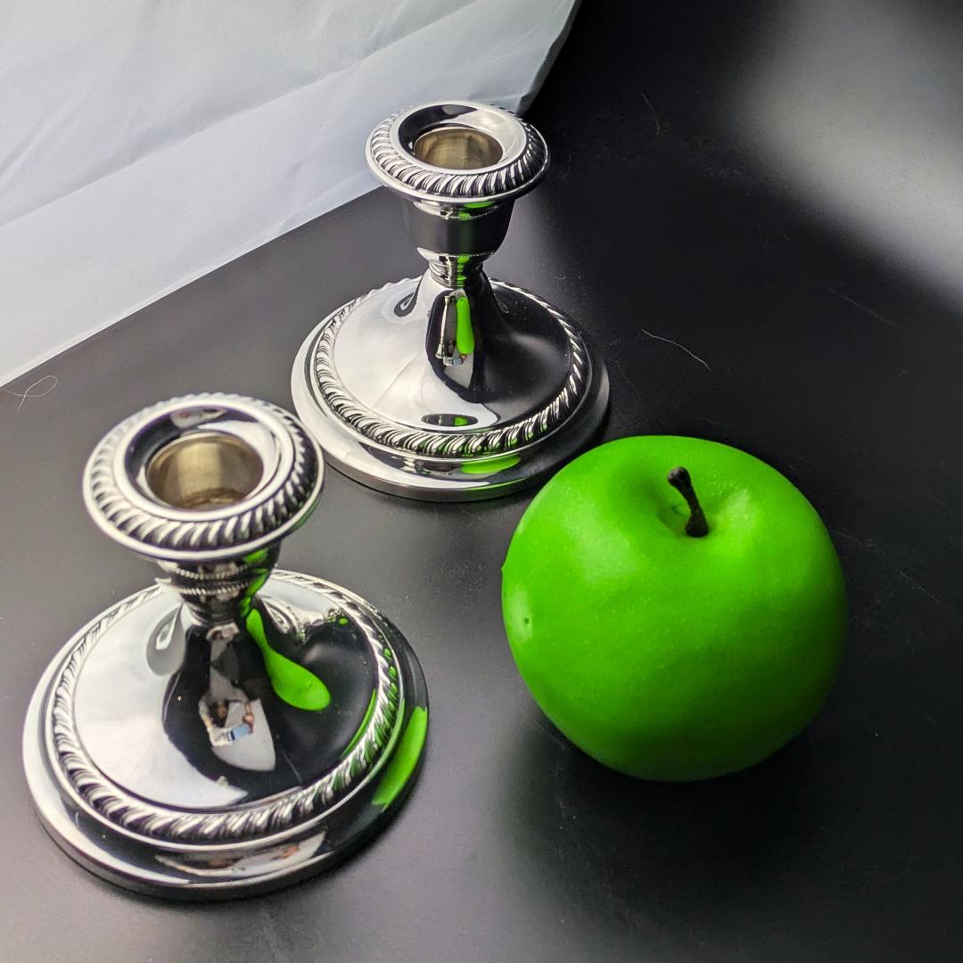 ペアGorham 667 銀製 キャンドルスタンド ロープ装飾アンティーク 米国