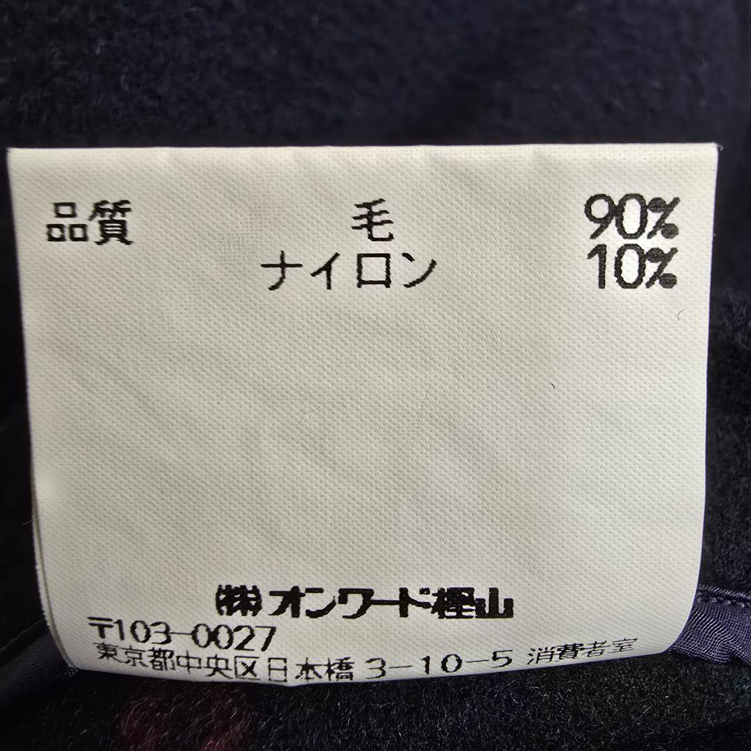 ジェイプレス ダッフルコート ロングコート フード トグル 裏地チェック 濃紺