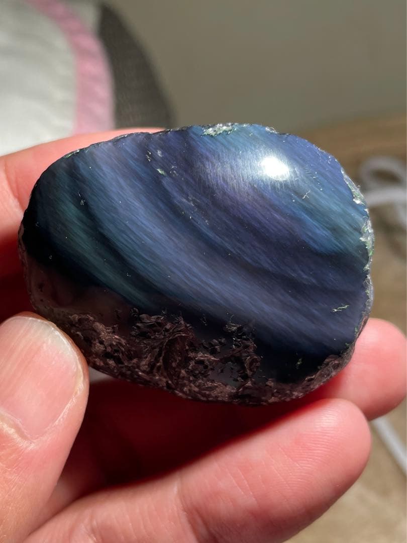 研磨品　十勝石玲瓏　複合色レインボーオブシディアン　特級品
