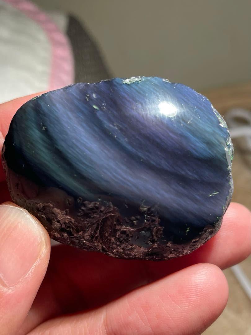 研磨品　十勝石玲瓏　複合色レインボーオブシディアン　特級品