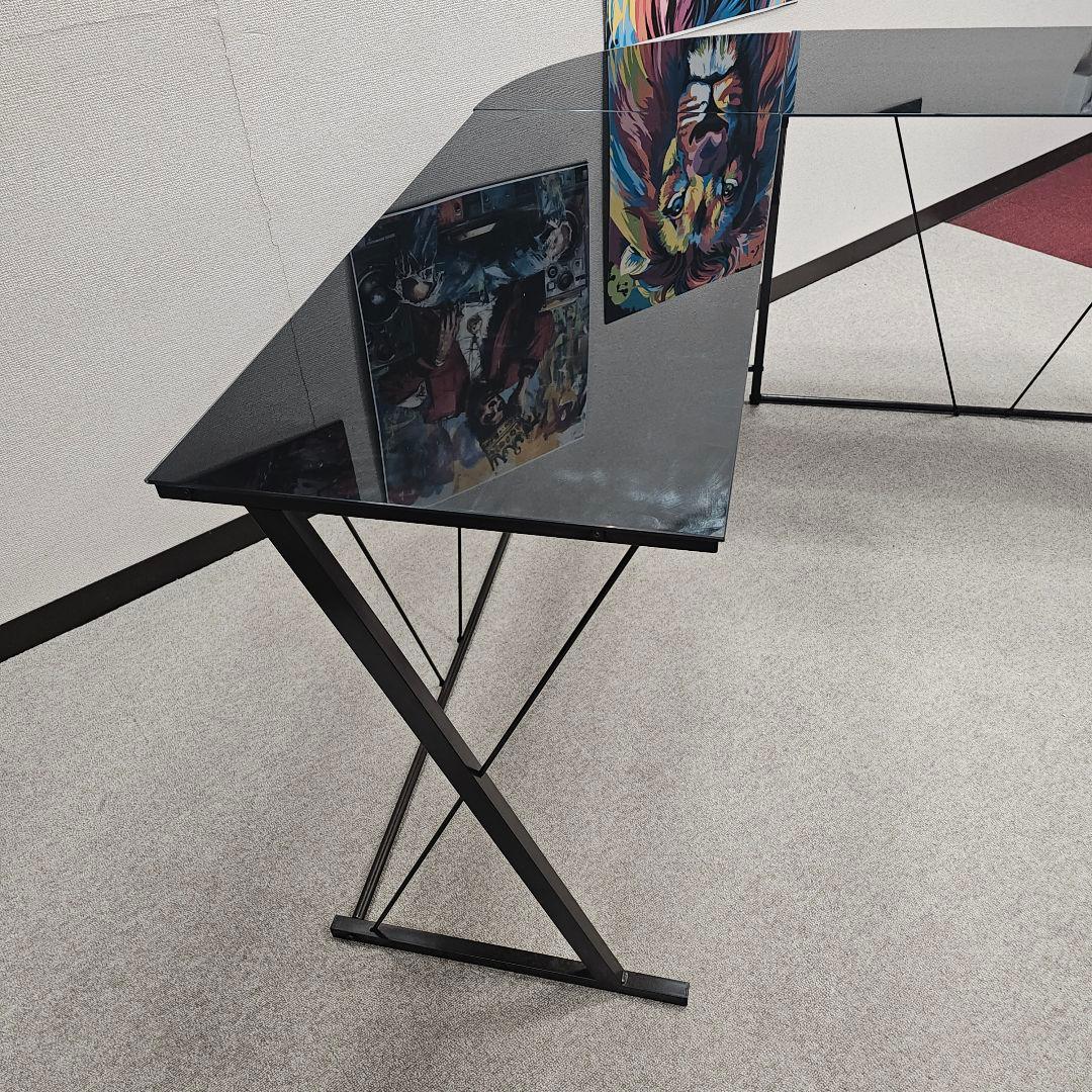 ガラス L字型パソコンデスク 東京23区全域送料無料