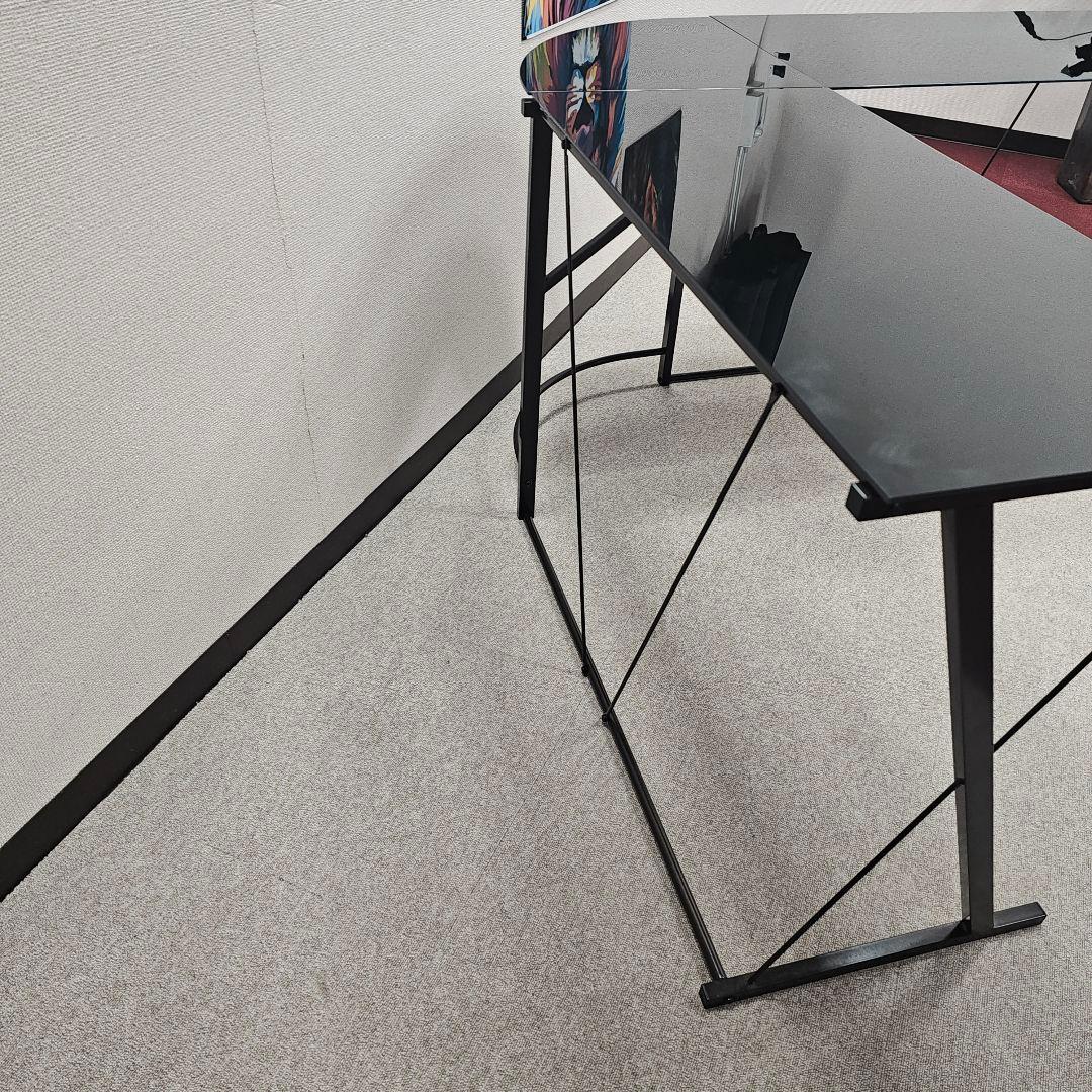 ガラス L字型パソコンデスク 東京23区全域送料無料