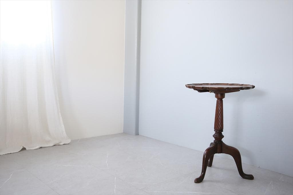 英国アンティーク◇木製チルトトップテーブル/折畳式机サイドテーブル(92-198