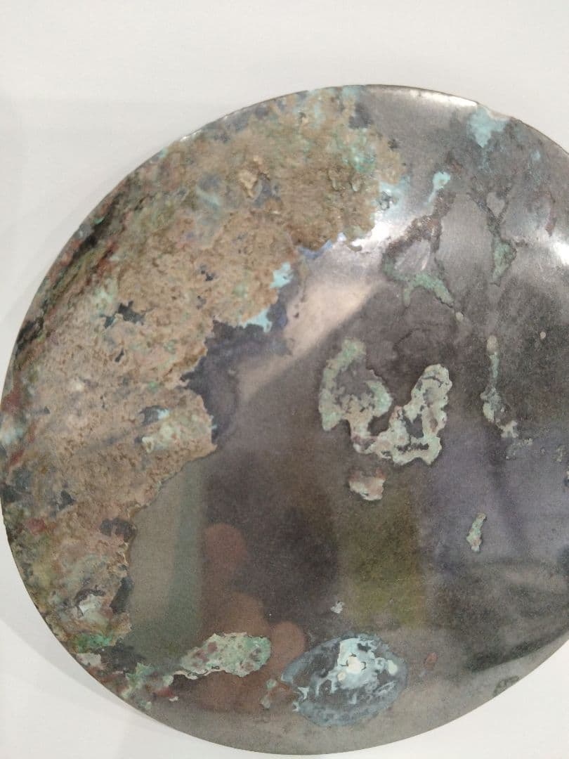 V364 中国 白銅 花弦文鏡 古鏡 白銅鏡 直径9㎝ J