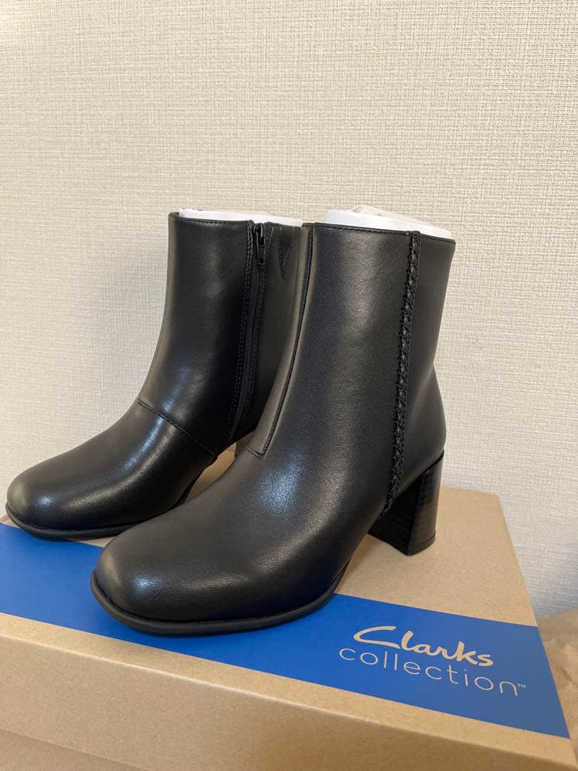 clarks新品クラークスアンクルブーツショット　ブーツブラックレザー　UK4
