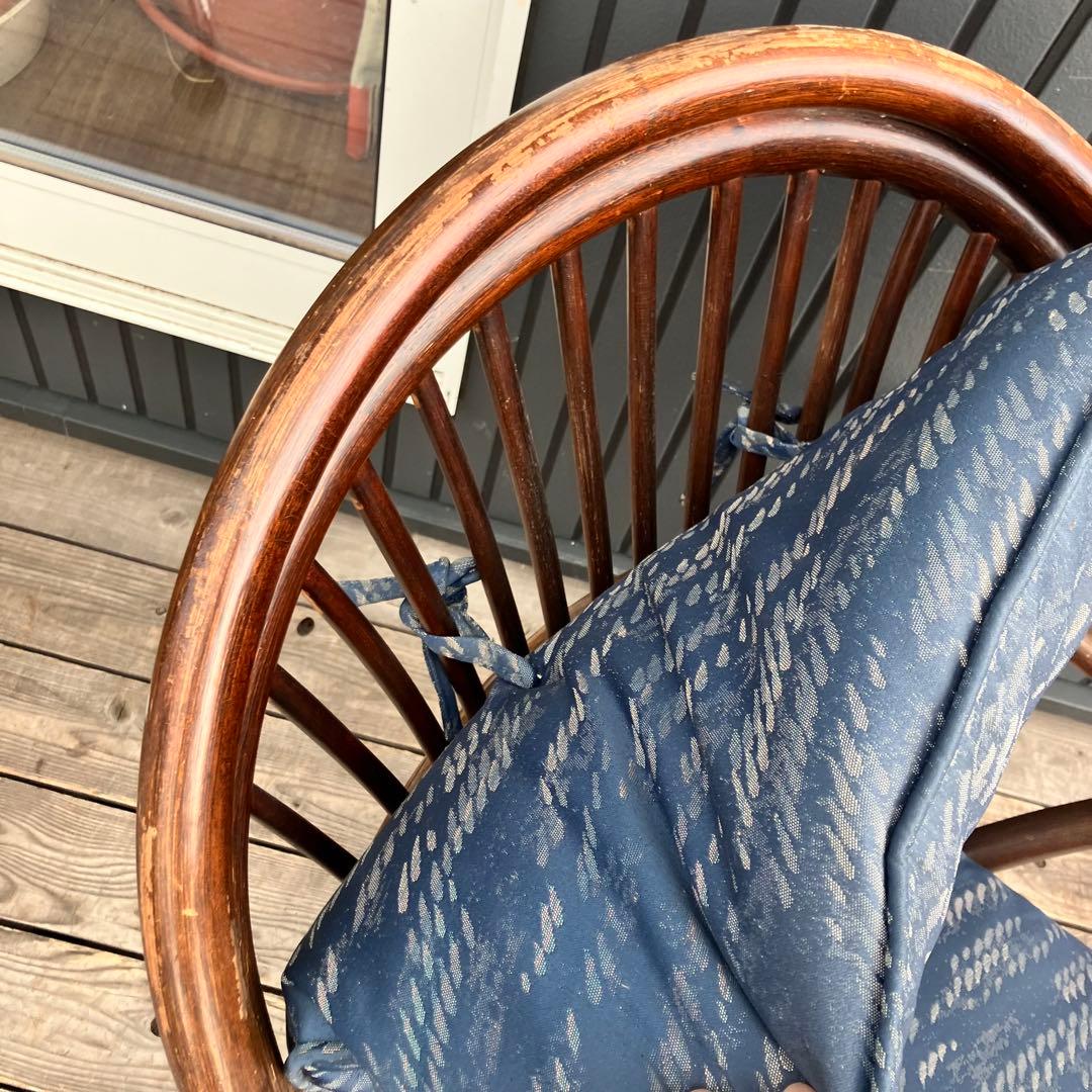 ① 昭和レトロ 回転式ラタンチェア ラウンドソファ エッグチェア アームチェア