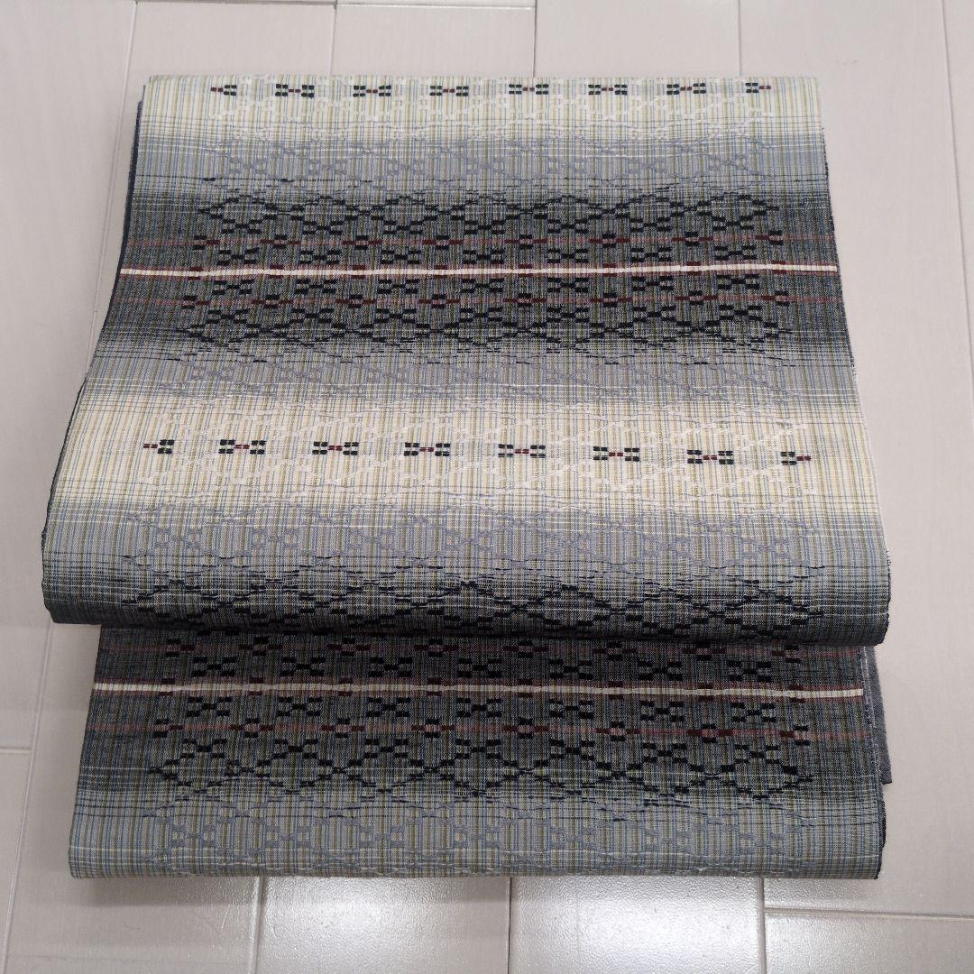 なーみ美品⭐️「南国花織」リバーシブル正絹洒落袋帯　全通柄