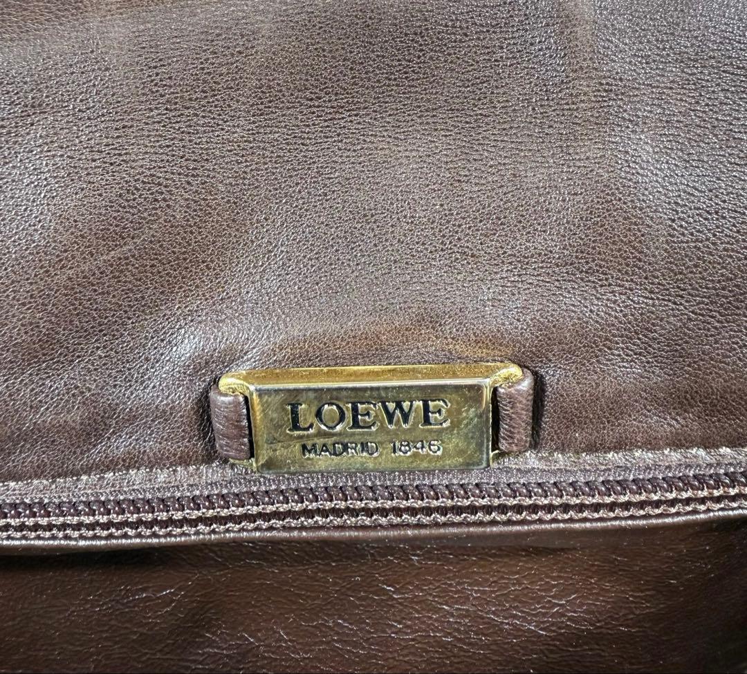 ロエベ ショルダーバッグ ナッパレザー アナグラム ブラウン ヴィンテージ