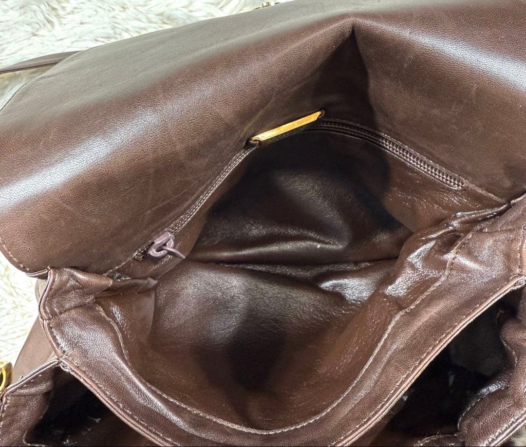 ロエベ ショルダーバッグ ナッパレザー アナグラム ブラウン ヴィンテージ