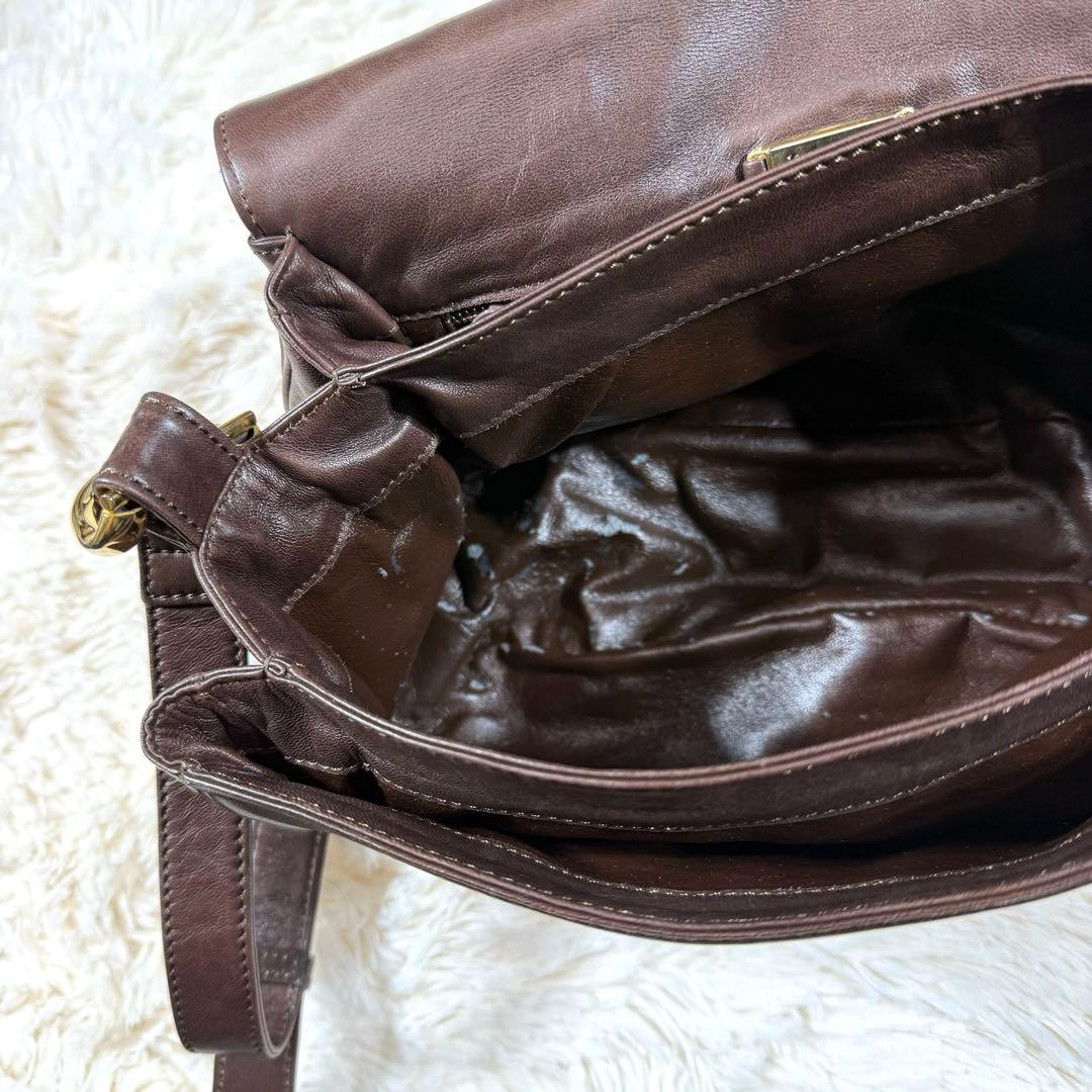ロエベ ショルダーバッグ ナッパレザー アナグラム ブラウン ヴィンテージ