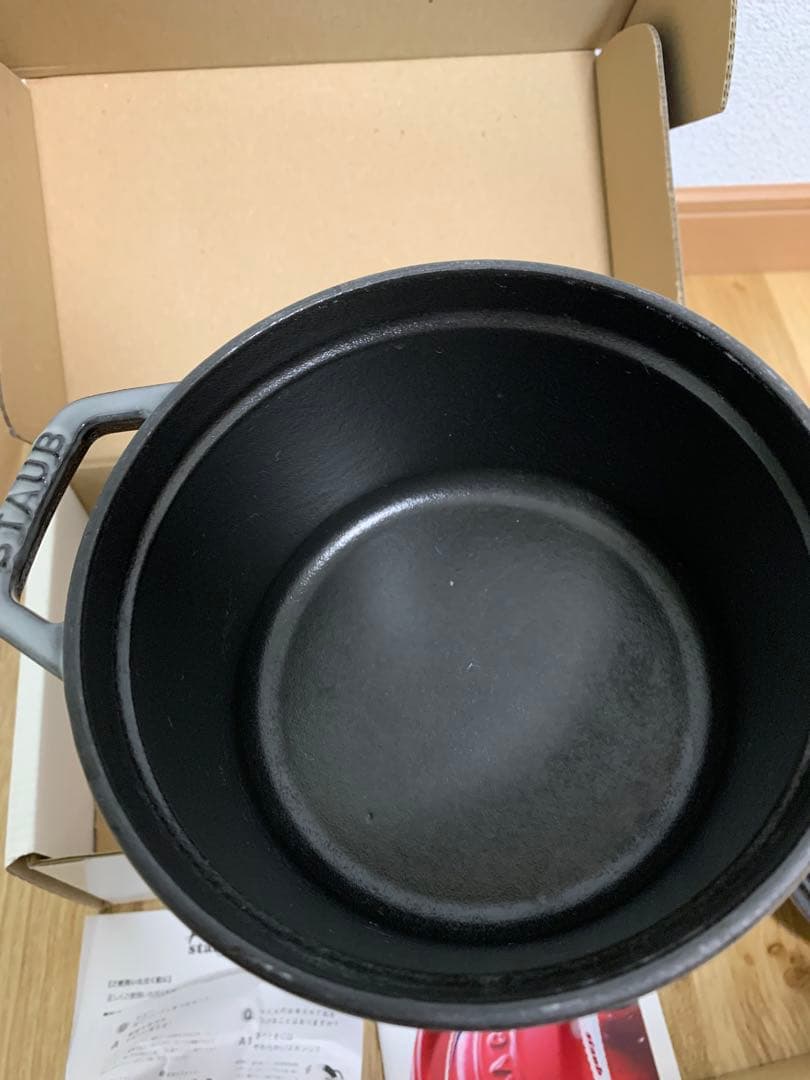 ストウブ　14 ココット　グレー　箱付き　鍋　ピコココットラウンド