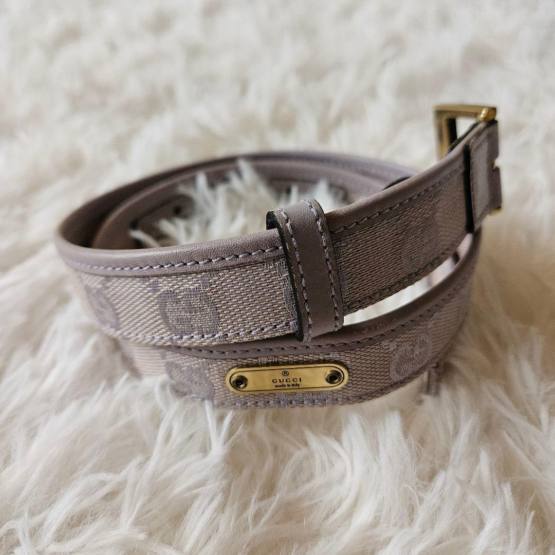 【GUCCI】美品 グッチ GGキャンバス スリムベルト ゴールド金具