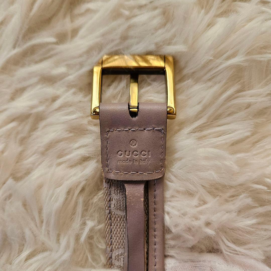 【GUCCI】美品 グッチ GGキャンバス スリムベルト ゴールド金具