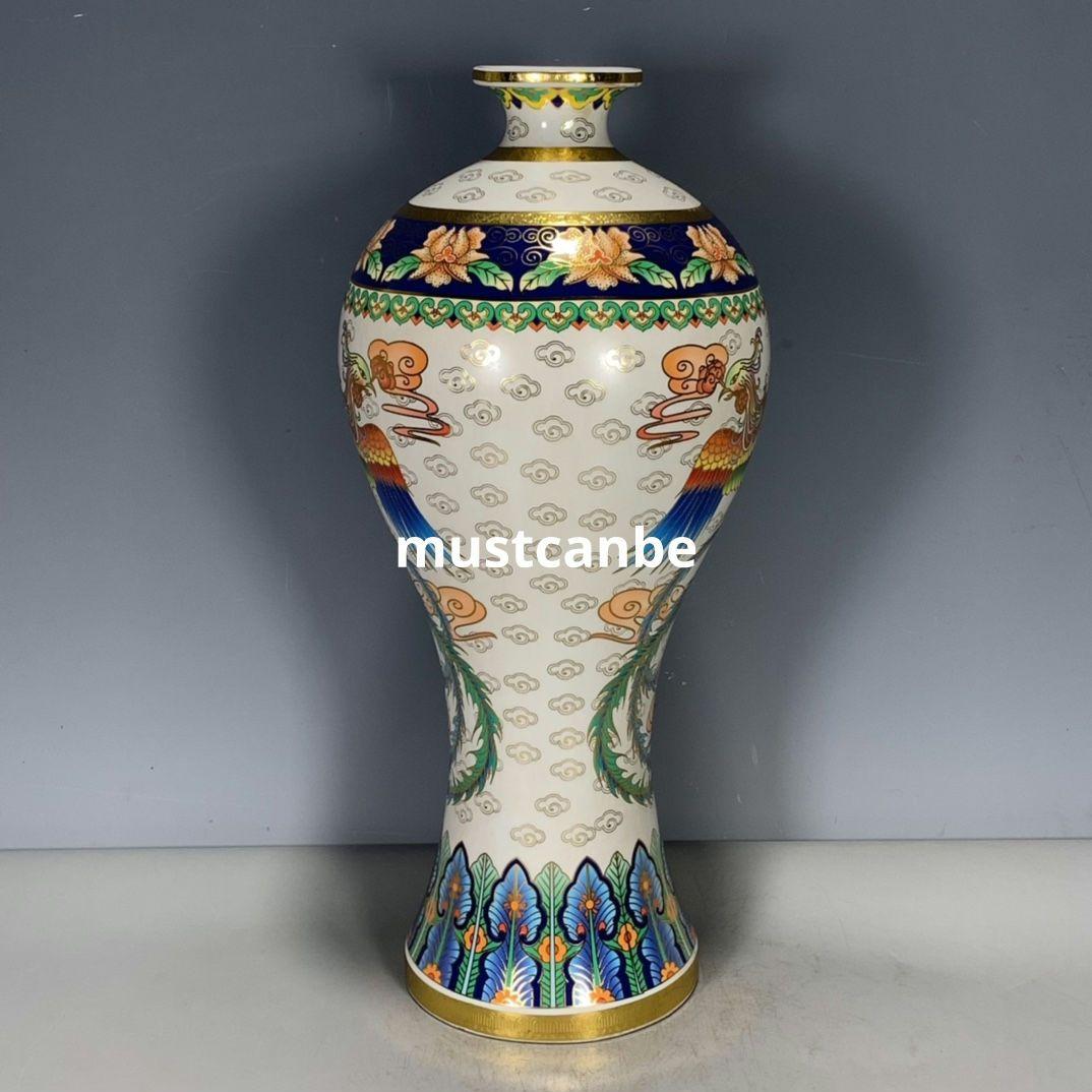 蒔絵鳳瓶 花瓶 景徳鎮 陶磁器 装飾品 現代工芸品 美術品 置物
