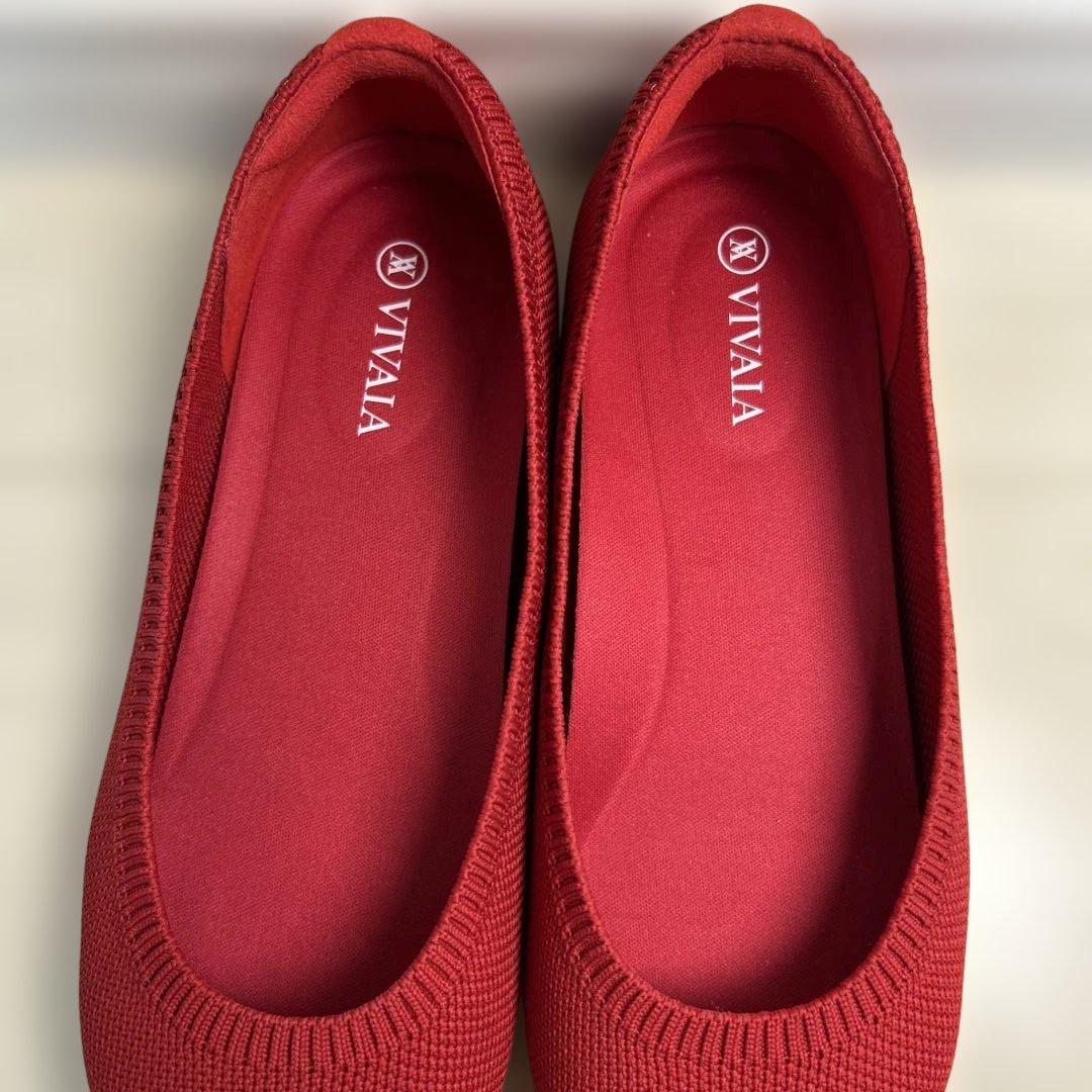 未使用級美品⭐︎VIVAIA フラットシューズ 38 レッド ポインテッドトゥ