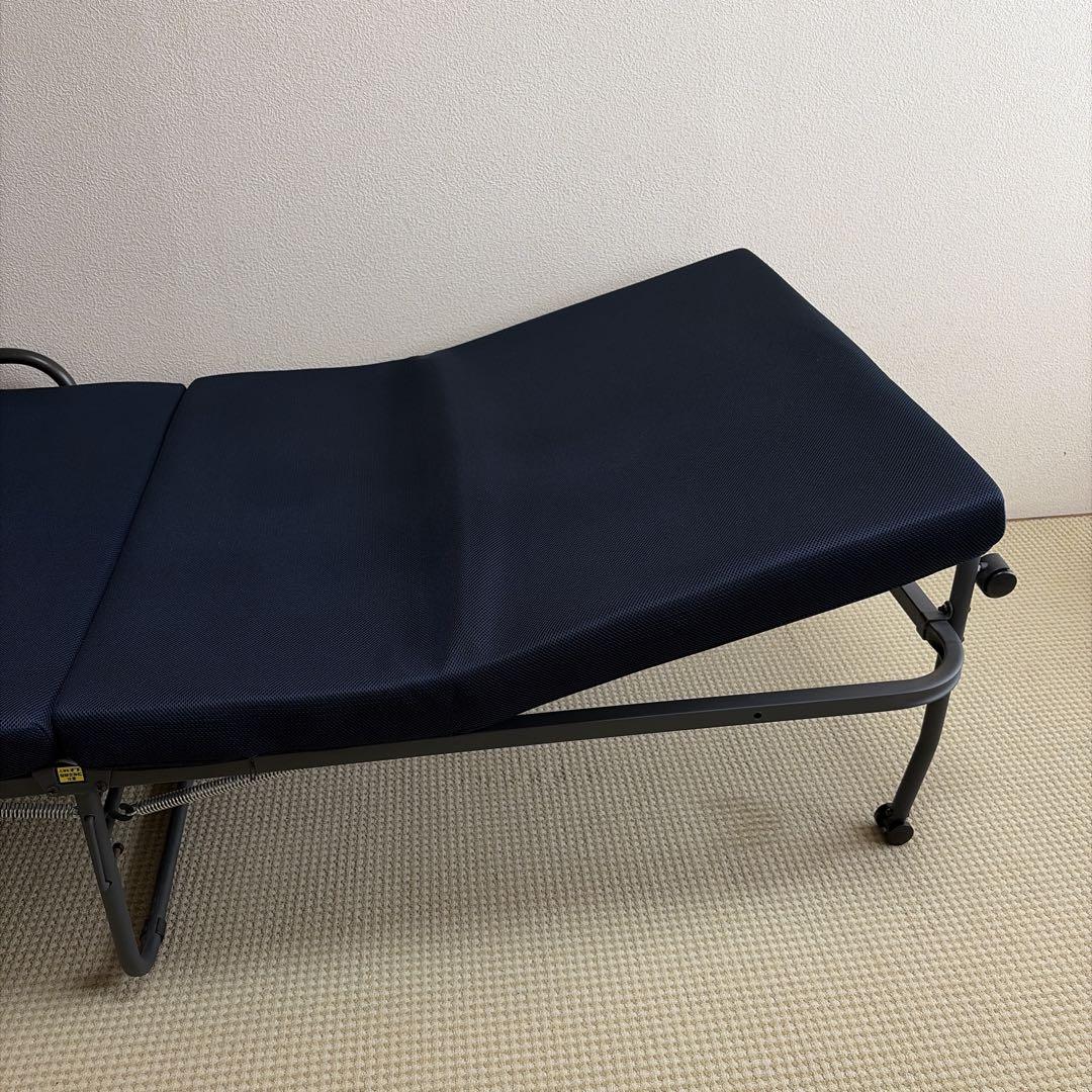 折り畳み高反発ベッド ネイビー スチールフレーム たのメル便