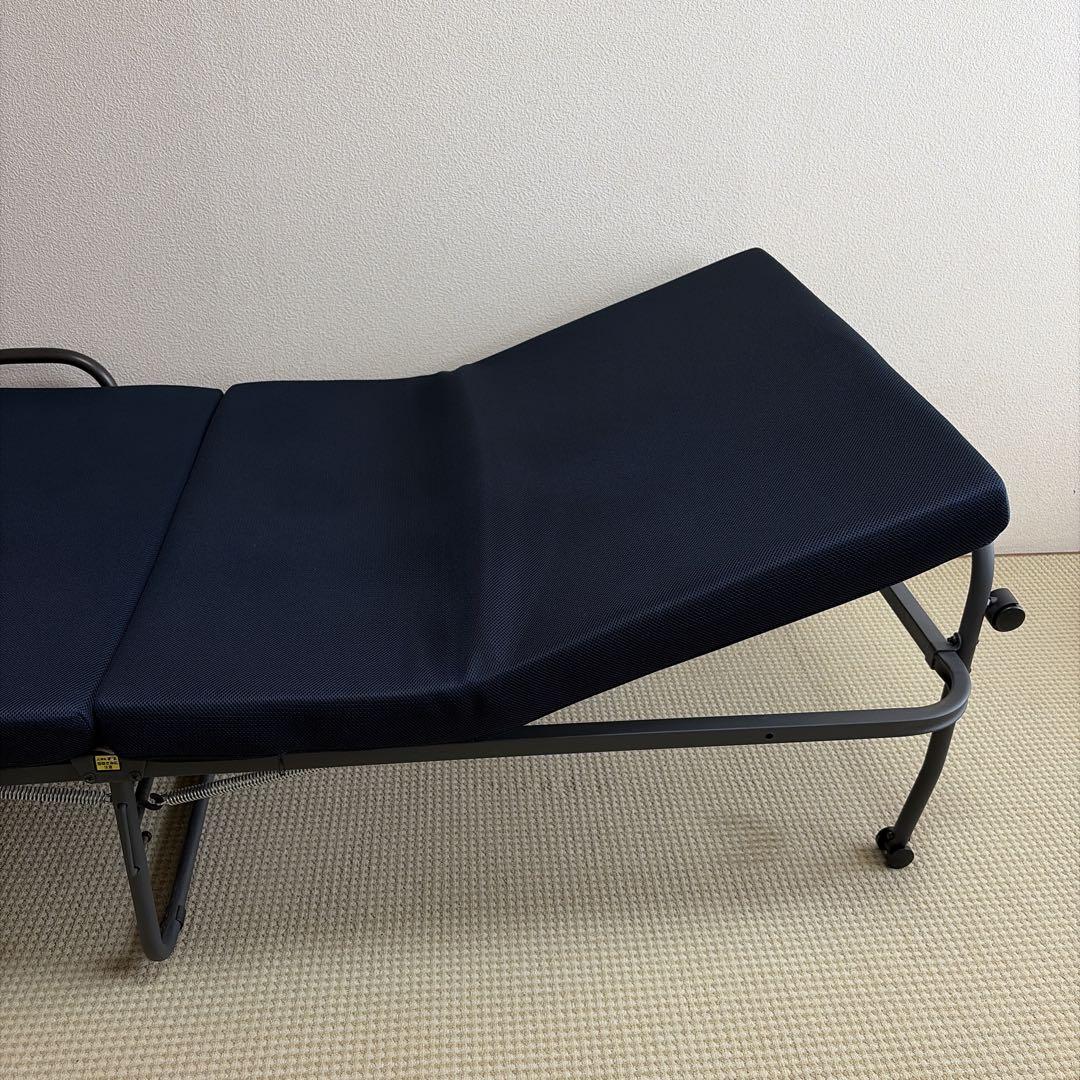 折り畳み高反発ベッド ネイビー スチールフレーム たのメル便