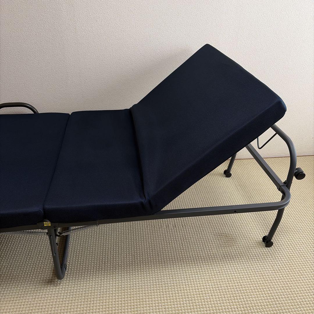 折り畳み高反発ベッド ネイビー スチールフレーム たのメル便