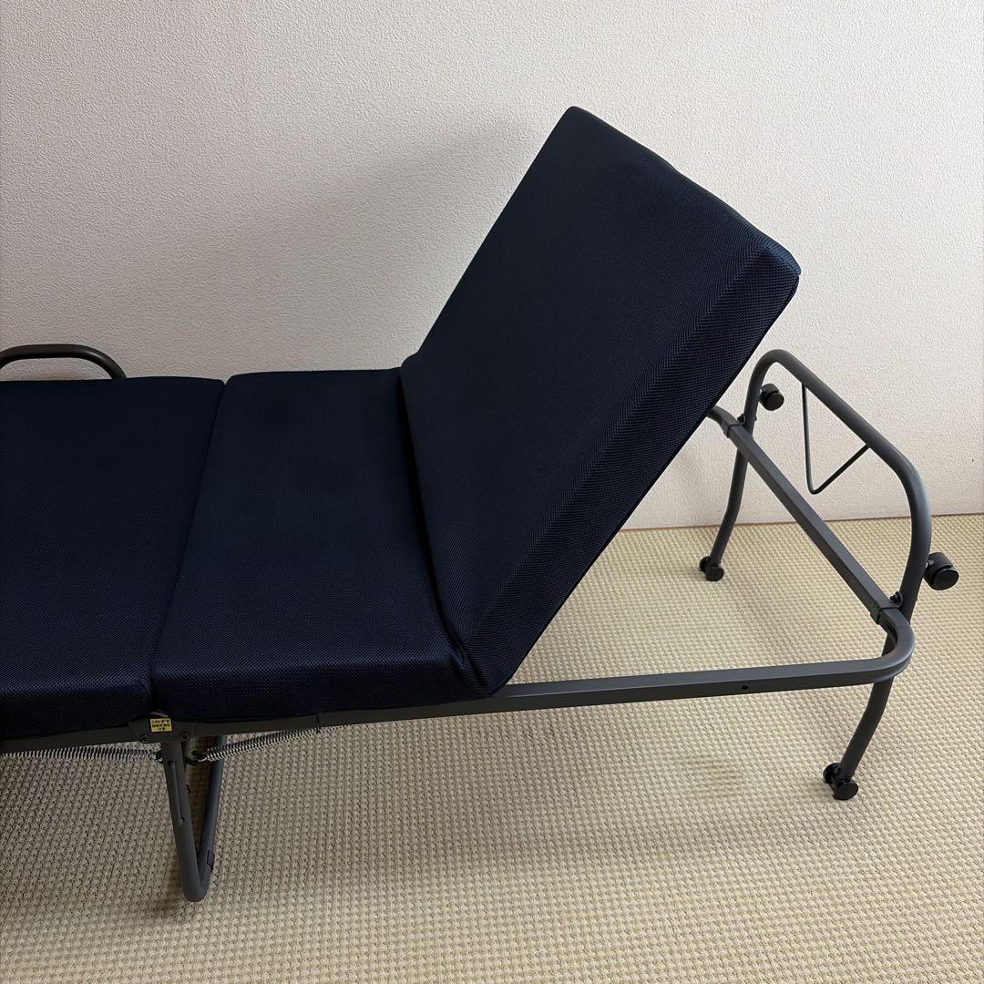 折り畳み高反発ベッド ネイビー スチールフレーム たのメル便