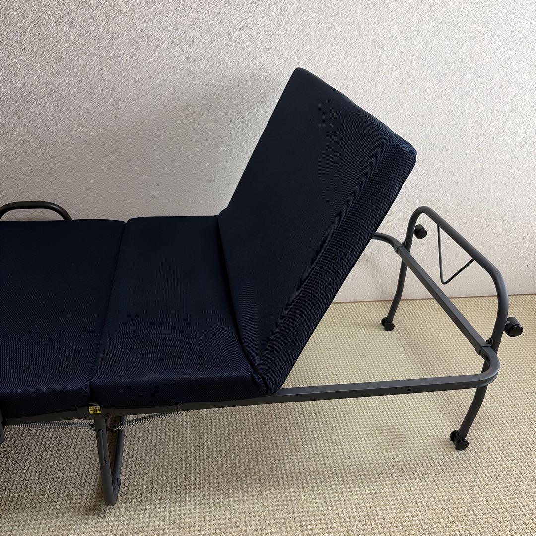 折り畳み高反発ベッド ネイビー スチールフレーム たのメル便