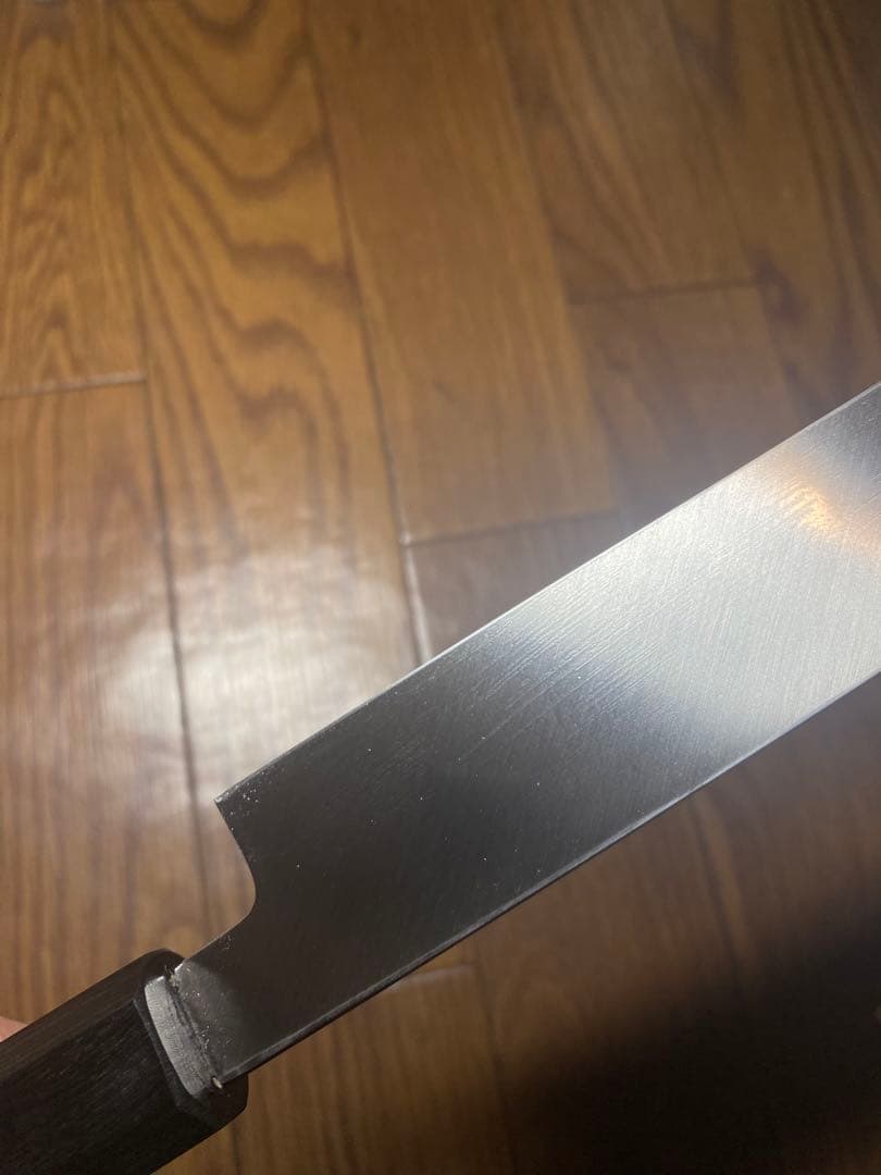 V金本焼 先丸タコ引包丁 和包丁 本焼 反り有り　刃渡り　尺一　 鏡面 鞘